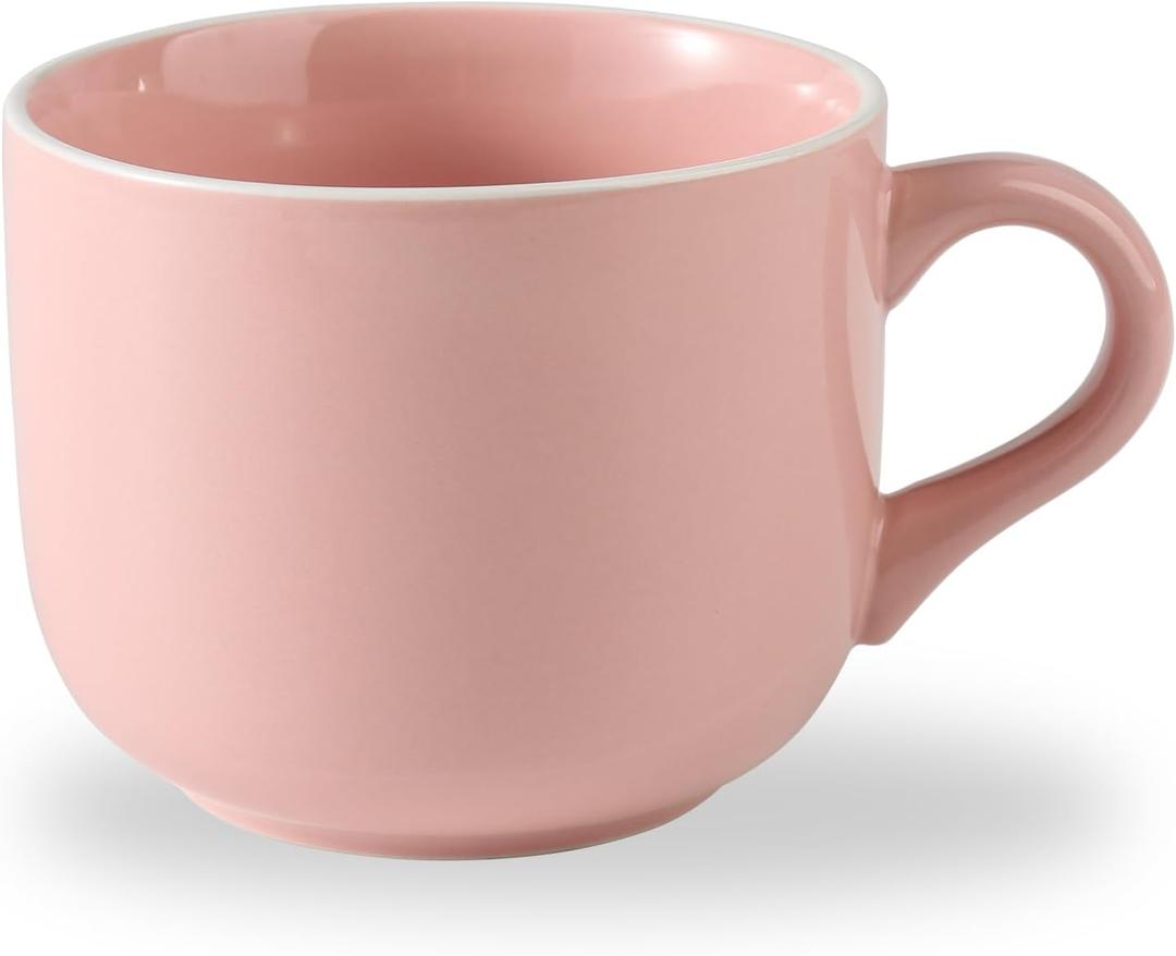 21 OZ Large Soup Mugs with Handles Microwave Safe, Oven Proof Soup Bowls, Porcelain Soup Cup for Dishwasher, Home, Office, Breakfast, Tea Parties, Dinner, Pink