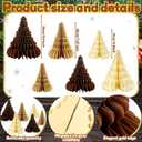 Mooliwe 6 Pcs Paper Christmas Trees Honeycomb Centerpiece 3D Paper Trees Decorations Neutral Christmas Tree Honeycomb Rustic Reusable for Xmas Home Holiday Table Decor(Neutral Colour)