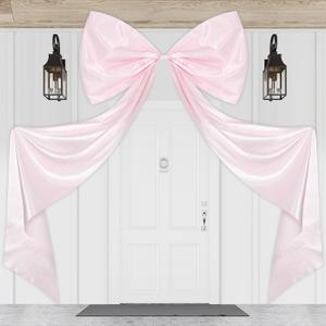 79 x 47 Inches Giant Bow Decoration Extra Large Satin Bow with Long Streamers Coquette Birthday Party Decoration for Fireplace Mirror Wall Tree Arch Wedding Decorations(Pink)
