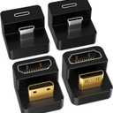 AGVEE 180 Degree Angled USB-C to USB-C Adapter and 2 Direction U-Shaped Mini HDMI to HDMI Converters, HDMI 2.0 4k@60HZ, Coupler Extender Extension for Portable Display Monitor, Black