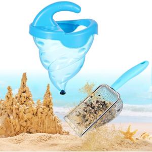 Sand Toy, Sand Water Funnel with No Partition, Silicone Plug & 10 Mesh Sand Sifter, Sensory Outdoor Sand and Water Mixing Toy for Toddlers 3+