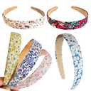 2 x Chunx 6pcs 25mm Floral Headbands for Girls Women Plain Hairbands Non Slip Hard Hair Hoops Headwear for Hair