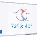 Magnetic White Board Dry Erase Board for Wall72" x 40" Wall-Mounted Aluminum Frame Marker Board, Foldable Portable Whiteboard with a Long Pen Tray for School, Classroom, Office & Home