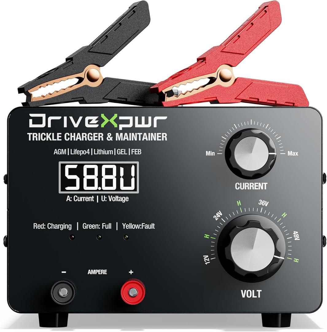 Adjustable Battery Charger 12V 24V 36V 48V,12A Automatic Battery Maintainer,Battery Desulfator Maintainer for Lead-Acid LiFePO4 Lithium,Suit Automotive Golf Cart Truck Motorcycle Lawn Mower(X20)