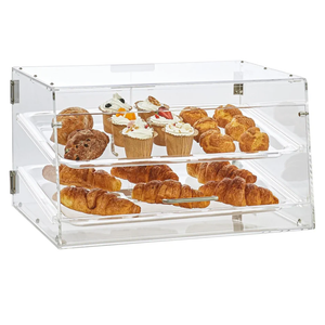VEVOR Pastry Display Case, 2-Tier Commercial Countertop Bakery Display Case, Acrylic Display Box with Rear Door Access & Removable Shelves, Keep Fresh for Donut Bagels Cake Cookie, 20.7"x13.2"x11.9"