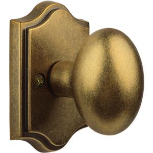 Antique Brass Finish Dummy Door Knob Interior, Vintage Style Zinc Alloy Oval Door Handle, Non-Turning Interior Push/Pull Door Knob (Antique Brass, Dummy)