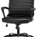 Executive Home Office Chair, Ergonomic Computer Desk Chair Bonded Leather, Adjustable Swivel Rolling Task Chairs Mid Back with Armrests