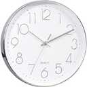 Tosnail 12 Inches Round Silent Non Ticking Quartz Wall Clock - Elegant Silver Frame