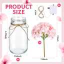 6 Sets Mason Jar with Lights Pink Hydrangea Decorative Pink Centerpieces for Tables Mason Jars Flowers Decorations LED Farmhouse Vase for Home Wedding Event Party Decor
