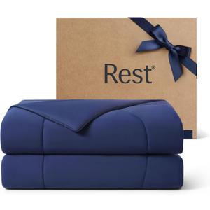 REST Evercool Cooling Comforter, Full/Queen, Blanket for Hot Sleepers, All Season Bedding to Keep Cool for Night Sweats, Breathable Lightweight Blanket, 90"x90" Inches, Midnight Blue