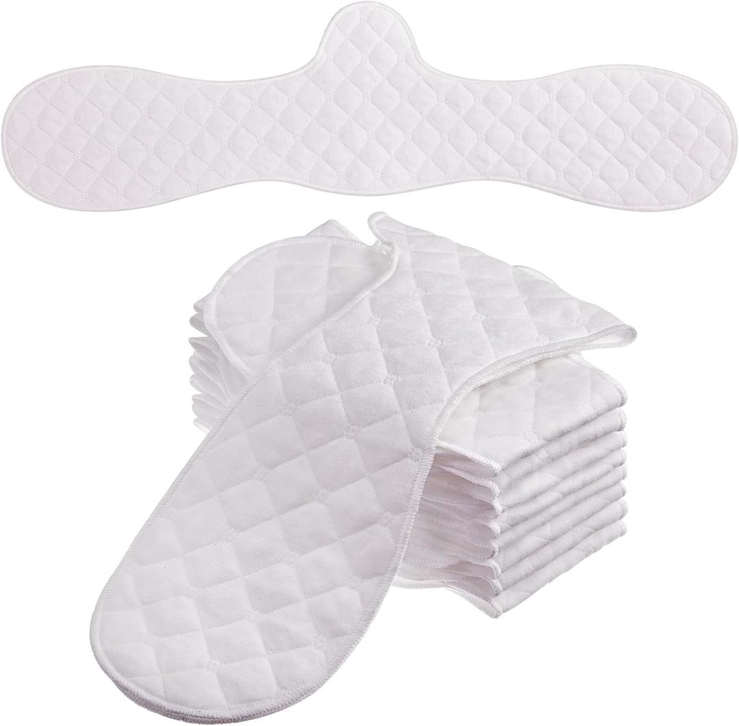 Boyiee 9 Pcs Bra Liners for Sweat, 67% Cotton and 33% Polyester Fiber, Reusable Washable Under Breast Sweat Absorber Pads(White,L Size)