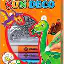 AMOS Sun Deco Window Art  10.5 ml x 6 Colors  6 Small Suncatchers for Kids (Dino), DIY Painting Craft Kit