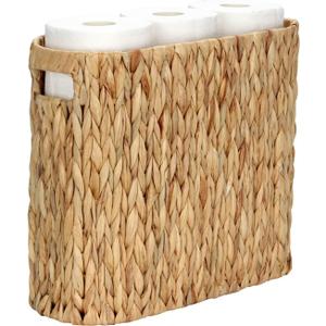 Wicker Toilet Paper Holder Stand Basket, 9 Rolls Toilet Paper Storage Basket Bathroom Organizer with Handles, Water Hyacinth Toilet Paper Organizer for Bathroom Storage