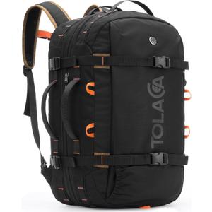 Tolaccea Travel Laptop Backpack, Large Carry on Backpack Flight Approved Convertible Duffle Luggage Bag Daypack Work Business Rucksack Fits 16" Laptop for Men Women 3 Carrying Ways, 40L-50L Expandable (Black)