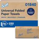 Scott Professional Universal Multifold Paper Towels, Bulk (01840), Absorbency Pockets, White, 9.2"x9.4" Towel, Compressed, Compact (250 Sheets/Pack, 16 Packs/Case, 4,000 Sheet Total)