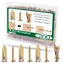 200Pcs Self Drilling Drywall Anchors with Screws Kit, 2025 Upgraded (0.47X1.18inch) Zinc Plated Steel Wall Anchors and Self Tapping Screws No Drill or Holes in Wall