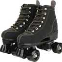 XUDREZ Cowhide Roller Skates for Women and Men High-Top Shoes Double-Row Design,Adjustable Classic Premium Roller Skates (Black,8.5)