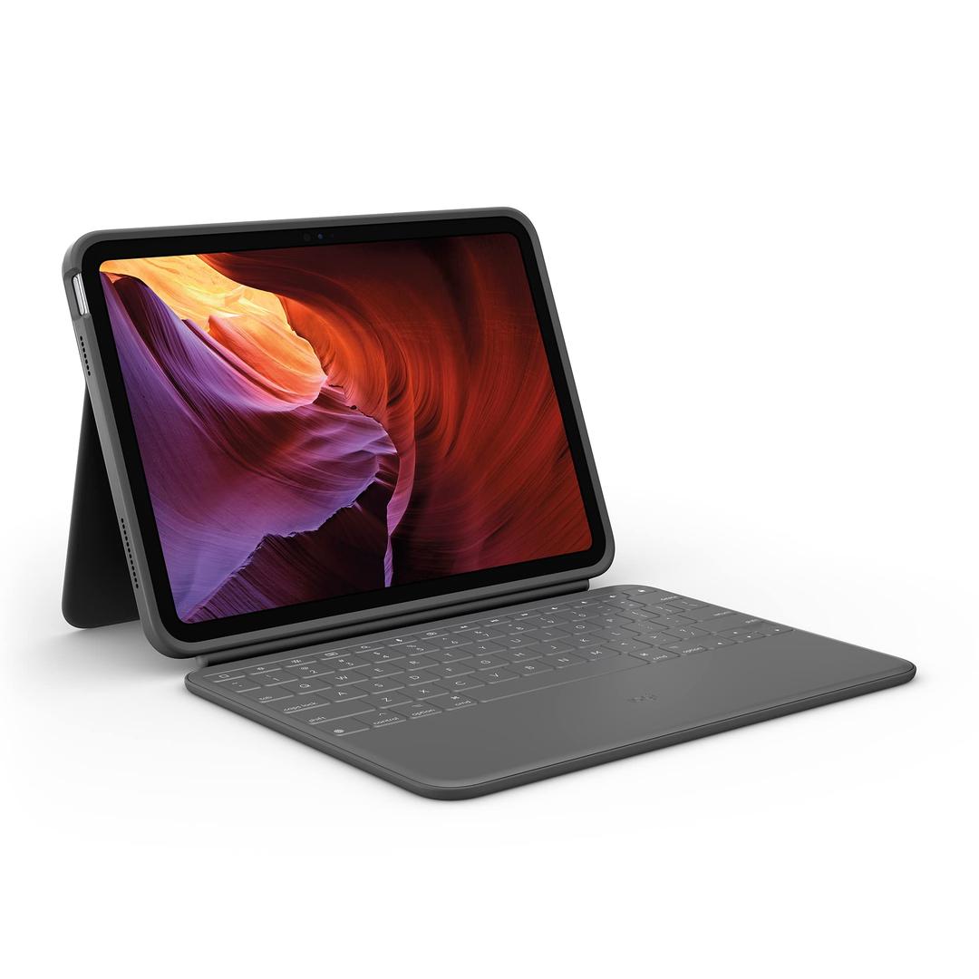 Rugged Folio Keyboard Case for iPad (10th gen & A16) with Smart Connector and Durable Spill-Proof Keyboard - Graphite