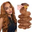 Color 30 Bundles Human Hair Light Brown Body Wave Bundle 16 18 20 Inch Brazilian Virgin Hair 3 Bundles #30 Body Wave Bundle Hair Extensions 150g