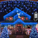 1620 LED Christmas Outdoor Lights with 360 Drops, 164ft Hanging Curtain Lights with 8 Modes Timer & Memory, Waterproof Christmas Fairy Lighs for House Roof Holiday Wedding ChristmasDecor (Blue)