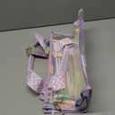 F-color Iridesent Beach Bag for Women, Beach Tote Sandproof Waterproof TPU, Holographic Pool Bag with Phone Pouch for Travel