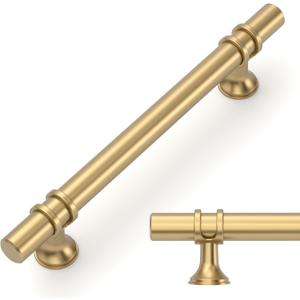 Amerdeco 10 Pack Champagne Bronze Cabinet Pulls 5 Inch(128MM) Hole Centers Kitchen Cabinet Handles Cabinets Hardware Drawer Pulls ZH0050 (5"/128MM Hole Center)
