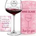 2 x 50th Birthday Gifts For Her - 1976 Vintage Engraved 50th Wine Glass - 50 Year Old Birthday Decorations For Women - 50 Year Old Bday Gifts Idea For Mom, Aunt, Grandma - Turning 50 Present