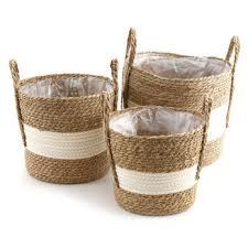 Large Fabric Rope Basket Set of 3