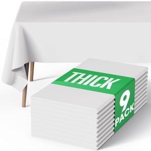 Pureegg Rectangle Table Cloth 60" x 84"  Durable Polyester Tablecloth Offers Reusable & Washable Protection, Ideal for Outdoor Party, Picnic, Wedding, Banquet and Birthday, 9 Pack, White