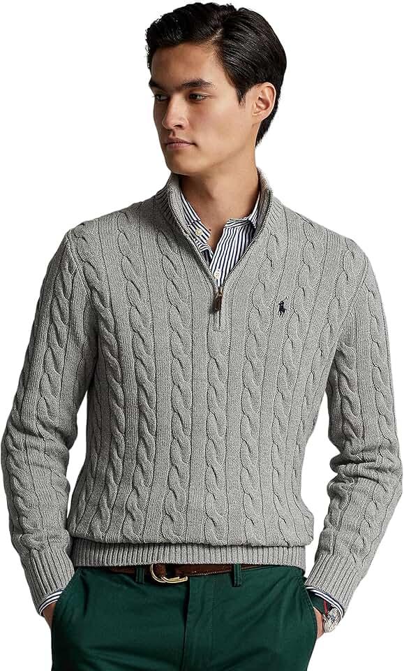 POLO RALPH LAUREN Men's Long Sleeve Cotton Cable 1/2 Zip Size Large