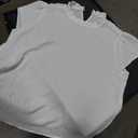 Women's Elegant Short Sleeve Mock Neck Workwear White Blouse Top – Size XL