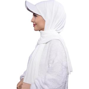 Muslim Headscarf Baseball Cap Women's Hijab Scarf Beanie Head Covering Turbans (White)