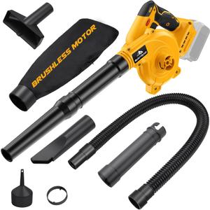 Cordless Leaf Blower for Dewalt 20V Max Battery, Electric Jobsite Air Blower with Brushless Motor,6 Variable Speed Up to 180MPH,2-in-1 Handle Electric Blower and Vacuum Cleaner(Battery Not Included)