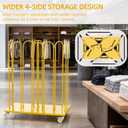 Upgraded Hanger Organizer Stacker Rack with Lockable Brake Wheels
4-In-1 Metal Clothes Hanger Stand with Wider Spacing to Fully Utilize 4 Sides, for Closet Laundry Garment Shops, Gold