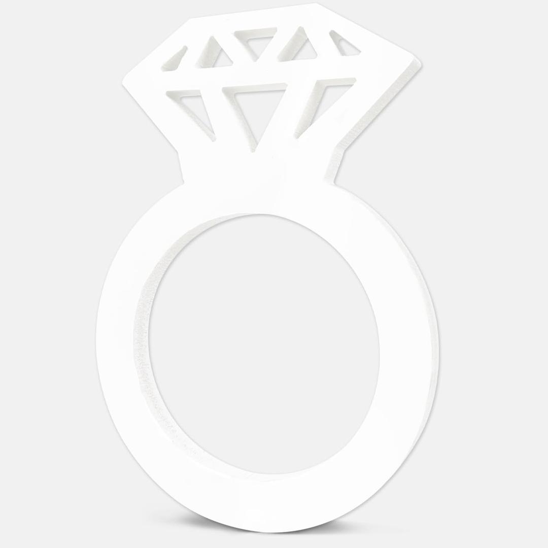 Bridal Shower Decorations Diamond Ring Wooden Sign Letter Cutouts Table Centerpieces Engagement White Photo Booth Props for Bachelorette Wedding Bridal Shower Party