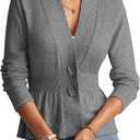 GRACE KARIN Women 2025 Button Down Lightweight Cardigan Casual Open Front Sweater Crochet Tops Knitted Coat, M