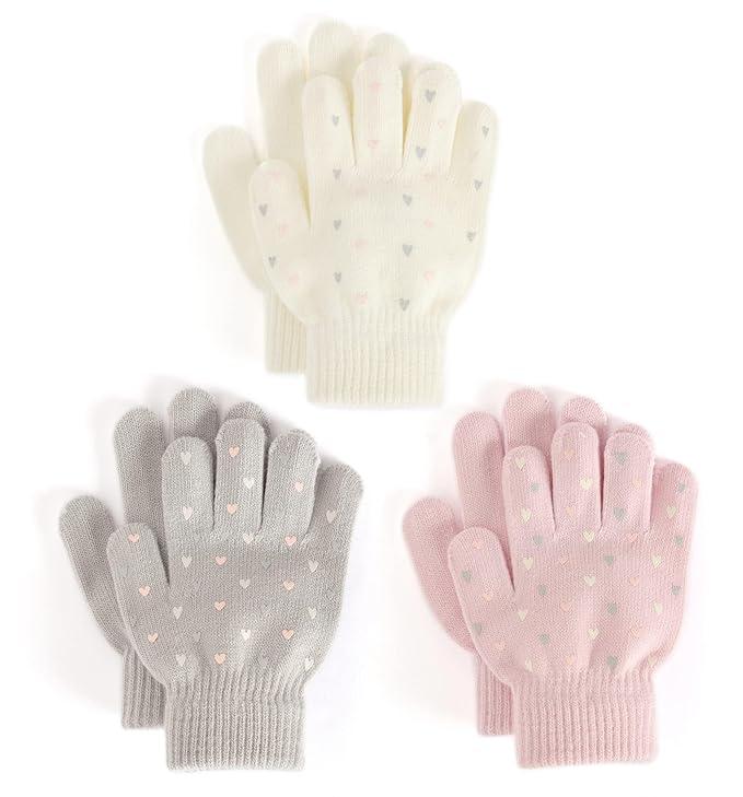 Brook + Bay Kids Magic Gloves - 3 Pack Kids Winter Gloves - Cold Weather Gloves for Boys & Girls - Children's Knit Gloves