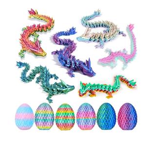 6PCS 3D Printed Dragon Eggs with Dragon Inside, Easter Basket Stuffers Mini Mystery Crystal Egg Fidget Toy, Surprise 3D Printed Animals Toy