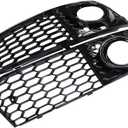 MOTOKU Glossy Front Bumper Fog Light Lamp Mesh Grill Grille for A4 B8 2008 2009 2010 2011 2012