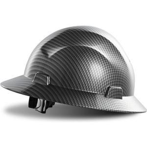 LANON Full Brim Hard Hat, OSHA Construction Work Approved, Premium Charcoal Gray Design, FRP Safety Helmet with 4 Point Adjustable Ratchet Suspension, Class C (Standard)