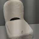 GREENSTELL Small Vanity Stool Chair with Storage and Folding Back, 13.4" x 15" x 30" Square Faux Fur Soft Ottoman, 4 Metal Legs with AntiSlip Feet, Furry Padded Seat for Makeup, Bedroom, White