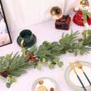 6ft prelit Lighted Christmas Garland with LED Lights,Battery Powered with Pine Cones,Eucalyptus Leaves,Berries, Pine Needles,Christmas Garland for Fireplace Mantle Decorations. (Green)