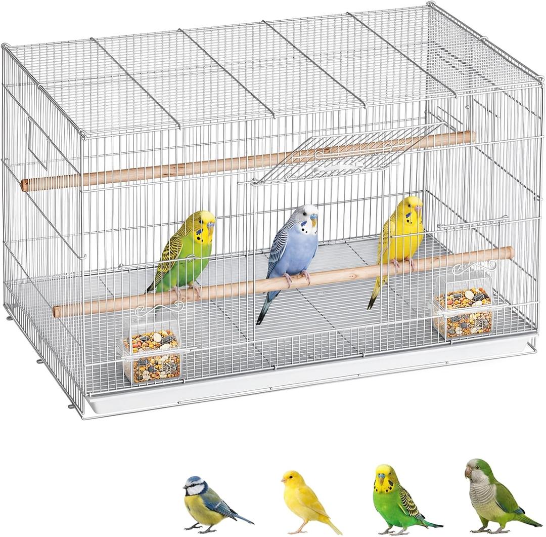 VEVOR 30-inch Flight Bird Cage, Stackable Bird Cage for Small Parrots Canaries Cockatiels Lovebirds Finches Budgies Conures Macaws Pet Travel Birdcage with Handle and Perches