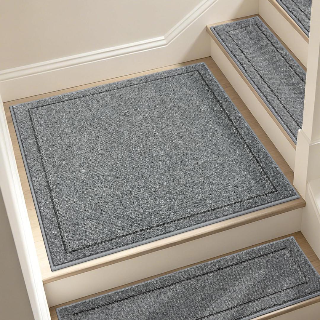JSEI Non-Slip Stair Landing Rug Mat, 1-Pack 30" X 30", Light Grey