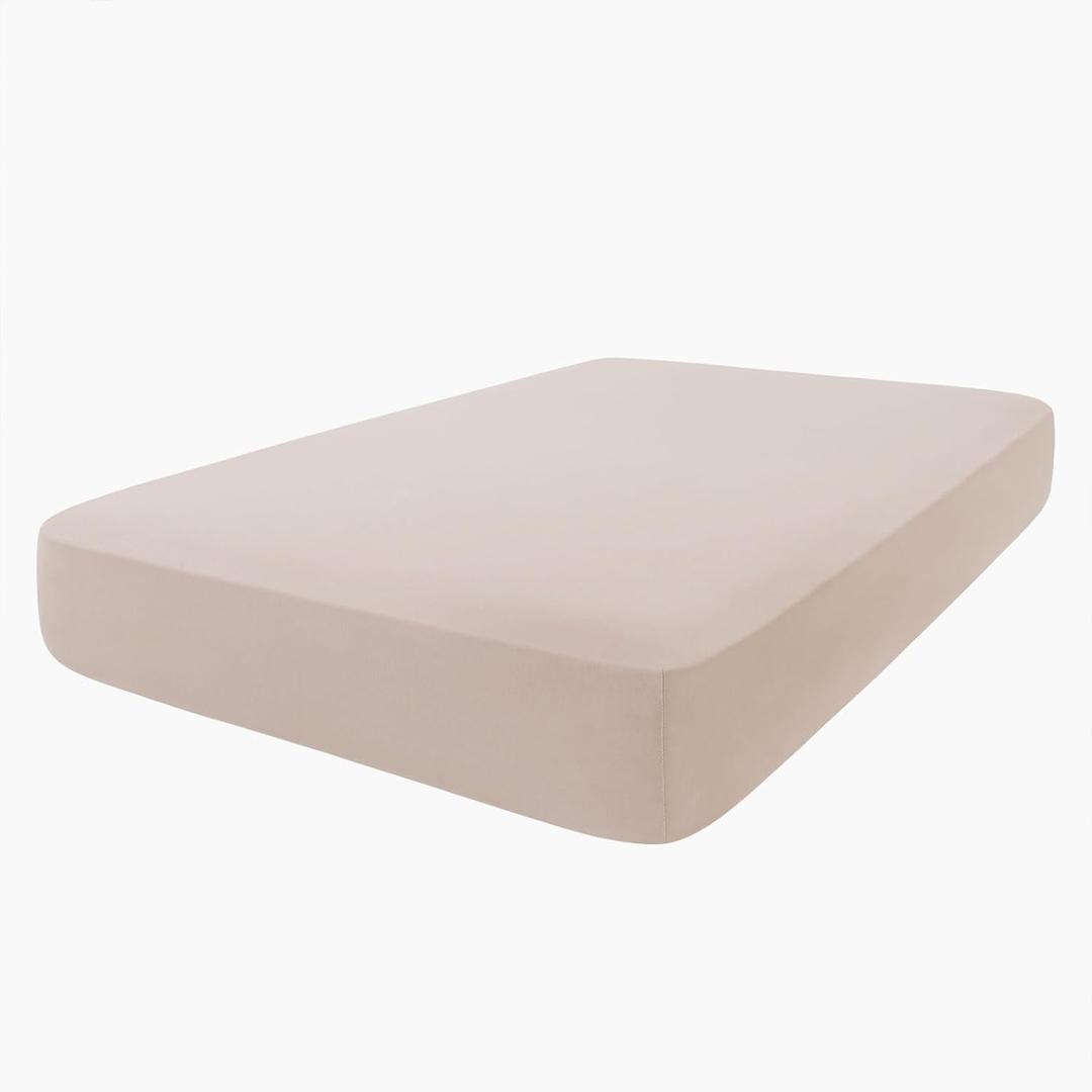 hyha Milk Silk Couch Cushion Covers, Soft Magic Sofa Covers Washable for 2 Cushion Couch, Stretch Sectional Outdoor Cushion Covers for Patio Furniture with Elastic Bottom(Medium, Taupe)