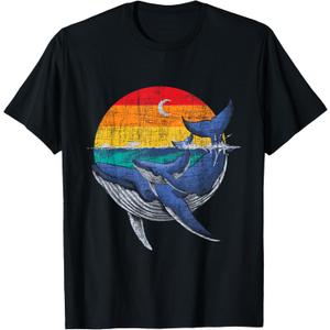 Whale Family - Whale Lover Whales Aquarist Marine Biologist T-Shirt (M, Black)