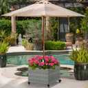 LEWIS&WAYNE Outdoor Umbrella Base with Fillable Planter Box Heavy Duty Patio Umbrella Stand with 4 Wheels Rolling Umbrella Holder for Outdoor Patio Deck Garden, 18 x 18 x 19 inches