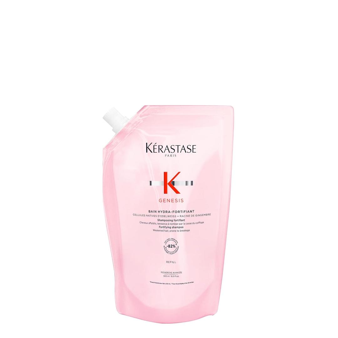 KERASTASE Genesis Hydra-Fortifiant Shampoo | Anti-Breakage & Strengthening For Weak or Damaged Hair | Hydrates Hair | Silicone Free | For Fine or Oily Hair (16.9 Fl Oz (Refill))
