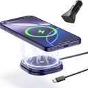 25W Magnetic Wireless Charger for Car, POLMXS Fast Charging pad Ultra-Thin Wireless Phone Charger Mat for Desk & Bedside, Compatible with iPhone 17/16(25W)/15/14/13/12(7.5W) Magsafe(C10)