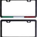 (Pack of 2) Italy License Plate Frame Aluminum with Carbon Fiber Finished Screw and Caps Included Italian Flag License Plate Frame for Maserati Alfa Romeo Ferrari Fiat